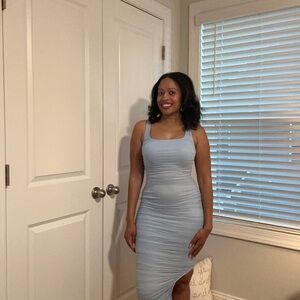 Elegant Light Blue Sleeveless Dress